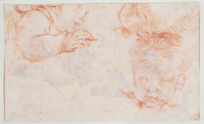 Kolme poikien päätä. Luonnoksia Amalienborgin ovikuvaksi tekijältä François Boucher