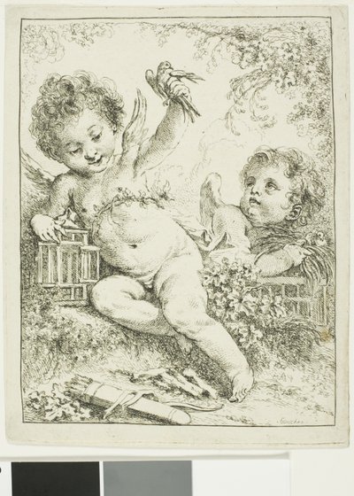 Kaksi puttia ja lintu tekijältä François Boucher