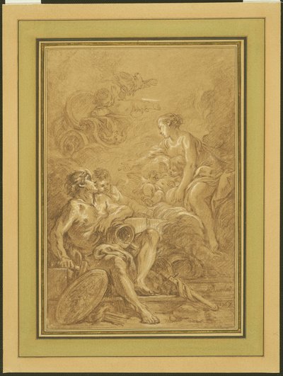 Venus käskee Vulcanusta valmistamaan aseet Aeneasta varten. tekijältä François Boucher