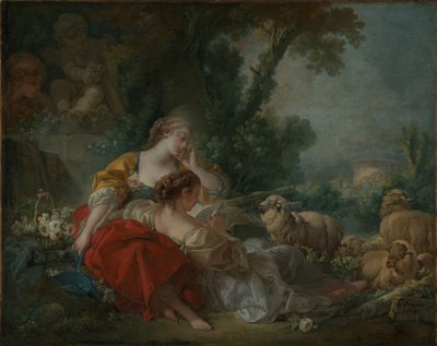 Kaksi paimentyttöä tekijältä François Boucher
