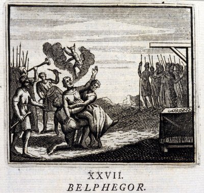 Belphegor. Jean de La Fontainen (1621-95) sadut. Kuvitus: Francois Chauveau (1613-1676). Painos vuodelta 1728. tekijältä Francois Chauveau