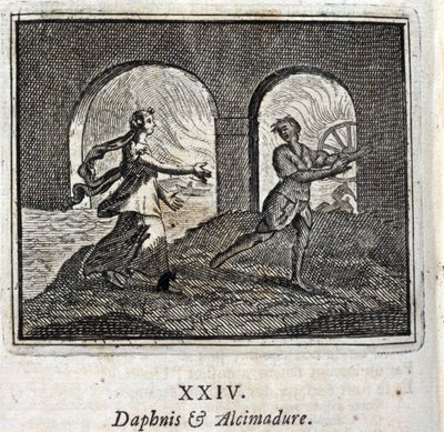Daphnis ja Alcimadura. Jean de La Fontainen (1621-95) sadut. Kuvitus: François Chauveau (1613-1676). Painos vuodelta 1728. tekijältä Francois Chauveau