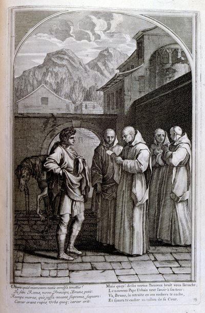 Kaiverrus Francois Chauveau 1680 "St Brunon elämä" Chartreux