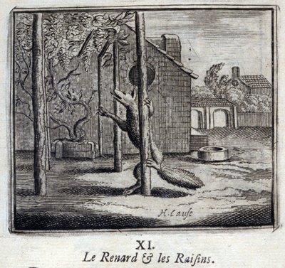 Kuvitus Jean de la Fontainen taruista (litho) tekijältä Francois Chauveau