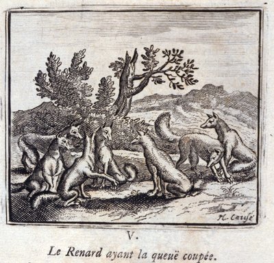 Kuvitus Jean de la Fontainen taruista (litho) tekijältä Francois Chauveau