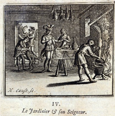 Puutarhuri ja hänen herransa. Jean de La Fontainen (1621-95) satuja. Kuvitus: François Chauveau (1613-1676). Painos vuodelta 1728. tekijältä Francois Chauveau