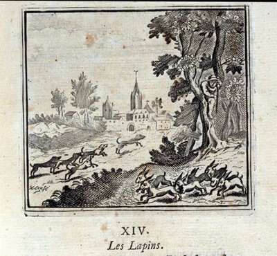 Kanit. Jean de La Fontainen (1621-95) sadut. Kuvitus: François Chauveau (1613-1676). Painos vuodelta 1728. tekijältä Francois Chauveau
