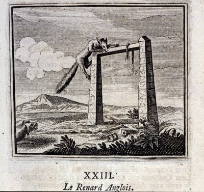 Englantilainen kettu. Jean de La Fontainen (1621-95) sadut. Kuvitus: François Chauveau (1613-1676). Painos vuodelta 1728. tekijältä Francois Chauveau