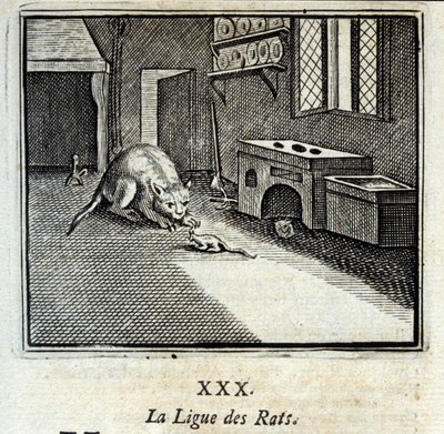 Rotan liiga. Jean de La Fontainen (1621-95) sadut. Kuvitus: François Chauveau (1613-1676). Painos vuodelta 1728. tekijältä Francois Chauveau