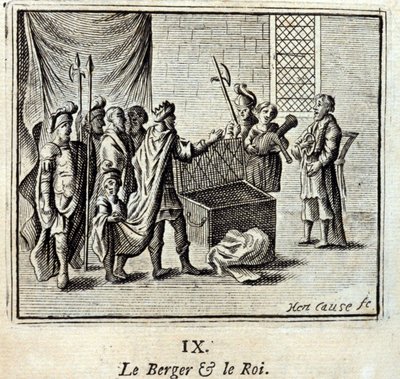 Paimen ja kuningas. Jean de La Fontainen (1621-95) sadut. Kuvitus: François Chauveau (1613-1676). Painos vuodelta 1728. tekijältä Francois Chauveau