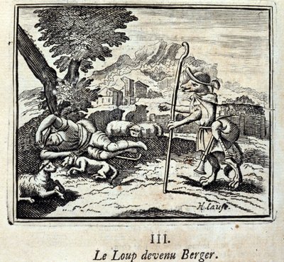 Sudesta tuli Berger.Fables Jean de La Fontainen (1621-95). Kuvitus: François Chauveau (1613-1676). Painos vuodelta 1728. tekijältä Francois Chauveau