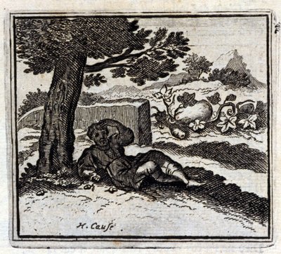 Tammenterho ja kurpitsa. Jean de La Fontainen (1621-95) sadut. Kuvitus: François Chauveau (1613-1676). Painos vuodelta 1728. tekijältä Francois Chauveau