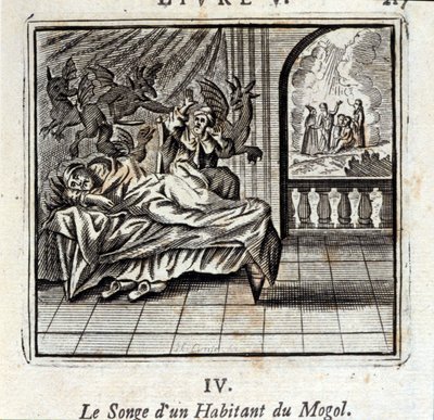 Mogulin asukkaan unelma. Jean de La Fontainen (1621-95) sadut. Kuvitus: Francois Chauveau (1613-1676). Painos vuodelta 1728. tekijältä Francois Chauveau