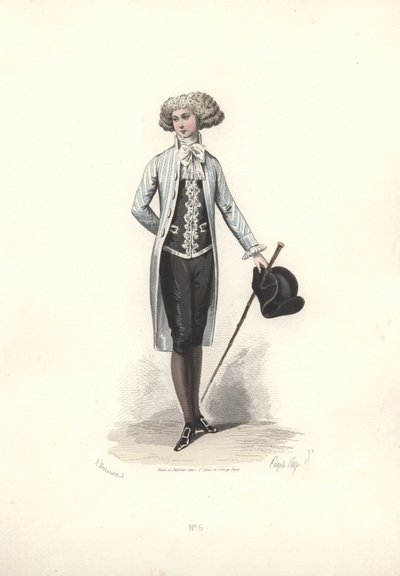 Tyylikäs mies raidallisessa takissa, Marie Antoinetten aikakausi. tekijältä Francois Claudius Compte Calix