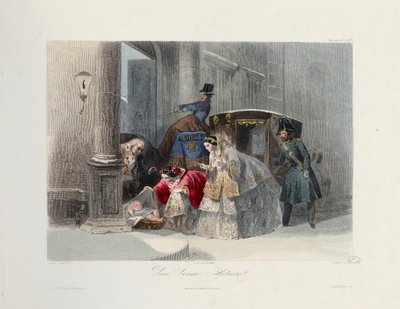 Hyvä teko, Les Modes Parisiennes, n. 1860 tekijältä Francois Claudius after Compte Calix