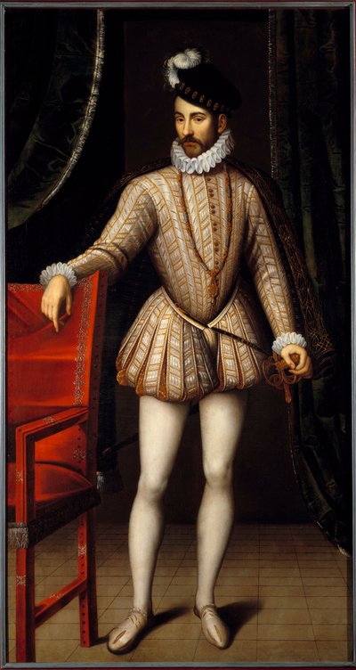 Muotokuva Ranskan kuninkaan Kaarle IX:n (1550 - 1574) jalassa. Francois Clouetin (1515-1572) maalaus tekijältä François Clouet