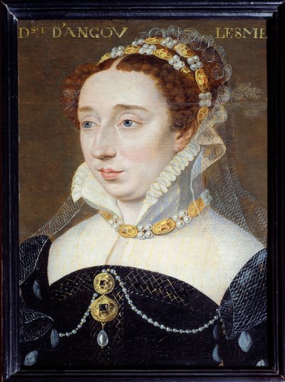 Ranskalaisen Dianen, Angoulemen herttuattaren (1538-1619), Henri IV:n laillisen tyttären muotokuva Francois Clouet