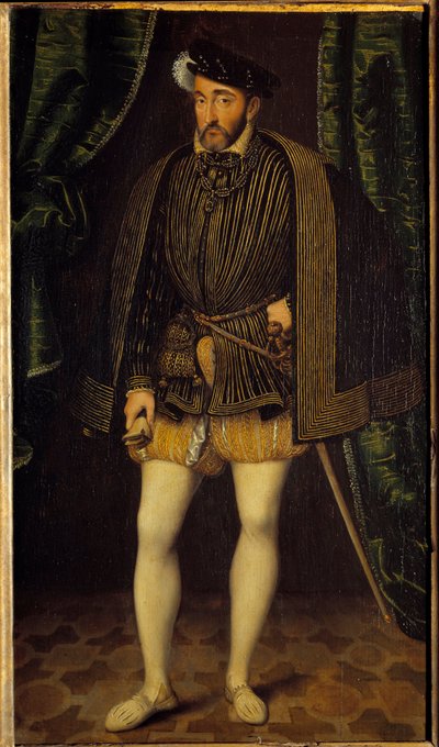 Ranskan kuninkaan Henrik II:n (1519 - 1559) muotokuva. François Clouetin (1515-1572) työpajan maalaus tekijältä François Clouet