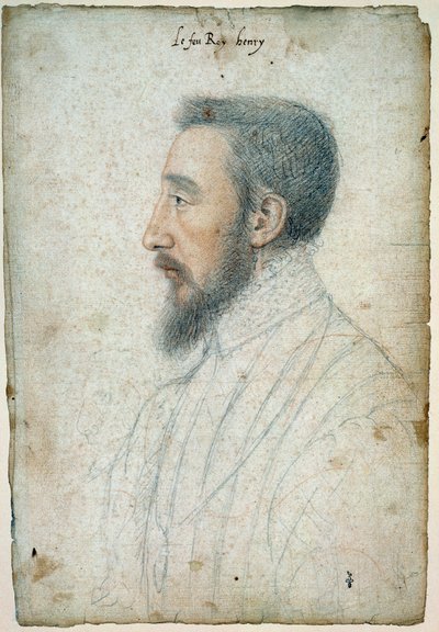 Henry II:n, Ranskan kuninkaan (1519 - 1559), muotokuva noin 1547. Clouet Francois