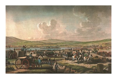 Napoleon vierailee piiritystöissä Danzigissa marsalkka Lefebvren johdolla, 9. toukokuuta 1807, c1850 tekijältä Francois Dequevauviller