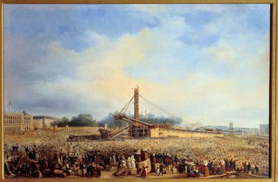 Obeliski de Luxor Place de la Concorde -rakennuksen pystytys Pariisissa (25. lokakuuta tekijältä Francois Dubois