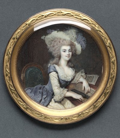 Naisen muotokuva cembalossa, n. 1788. tekijältä Francois Dumont