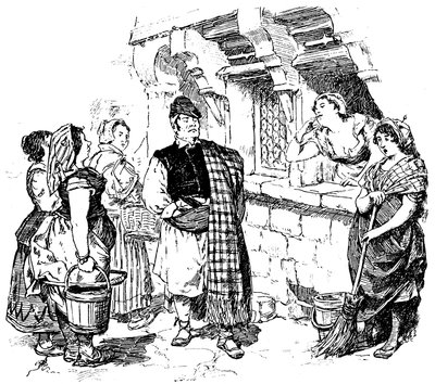 Kuvitus Paul Scarronin "Comic Romanesque":lle: osan 2 luku 19 "Tyylikäs Gusman aiheuttaa piikojen ihailua ja himoa" (litho) tekijältä Francois Edouard Zier