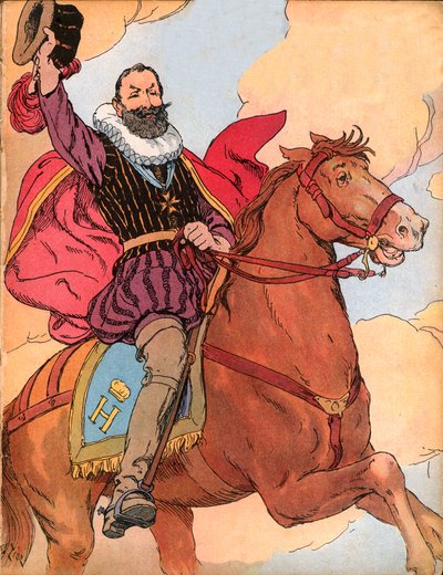 Kuningas Henrik IV (1553-1610) (Ranskan kuningas Henri IV) Francois Edouard Zierin (1856-1924) kuvitus teoksessa Our-glories-nationales”” 1920 tekijältä Francois Edouard Zier