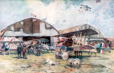 Ranskan hävittäjälentueen lentopaikka, 1918, 1926. tekijältä Francois Flameng