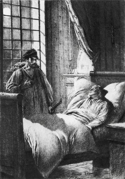 Kuvitus Les Miserablesista, Victor Hugo (1802-85) tekijältä Francois Flameng