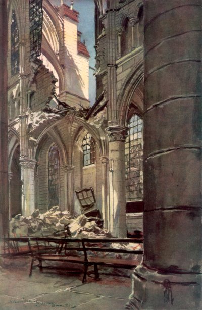 Saint Jean des Vignes Abbeyn raunioiden sisustus, Soissons, Ranska, 18. toukokuuta 1915, 1926. tekijältä Francois Flameng