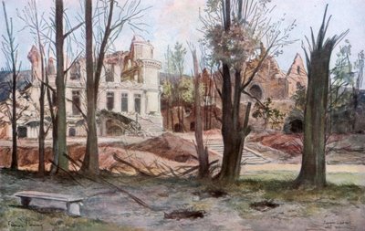Talon rauniot, Soupir, ensimmäinen maailmansota, huhtikuu 1917. tekijältä Francois Flameng