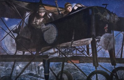 French Air Servicen kanssa yöpommitus Voisin-kaksitasolla tekijältä Francois Flameng
