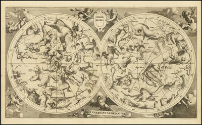 Vuoden 1720 taivaankartta - Hemel Globe. Coeli Enarrant Gloriam Dei. tekijältä François Halma