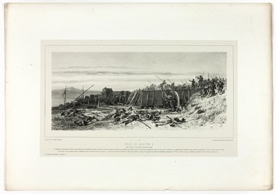 Bastion nro 9 valloitus, kirjasta Souvenirs of Italy: The Expedition to Rome (Italian matkamuistot: Rooman retkikunta). tekijältä Francois Hippolyte Lalaisse