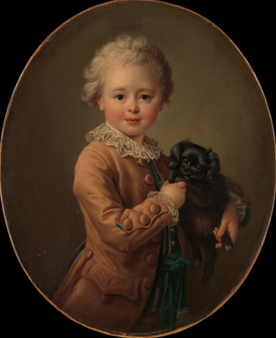 Poika mustan spanielin kanssa. tekijältä Francois Hubert Drouais