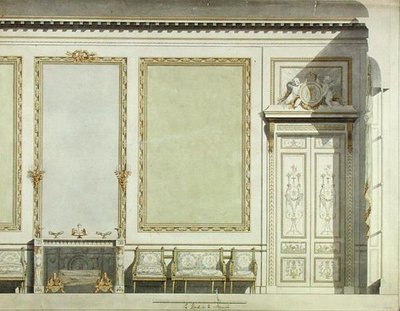 Suunnittelu Mazarinin herttuattaren talolle, n. 1777 (akvarelli paperille) tekijältä Francois-Joseph Belanger