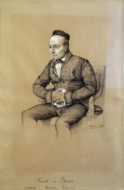 Muotokuva ranskalaisesta kirjallisuuskriitikkosta ja kirjailijasta Charles Augustin Sainte Beuve (1804-1869). Piirustus: Francois Joseph Heim (1787-1865) tekijältä François Joseph Heim