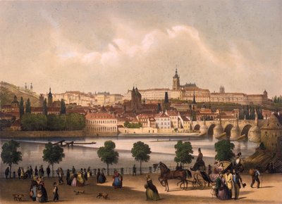 Näkymä Little Quarterille ja Prahan linnalle Hradcany, n. 1845 tekijältä Francois Joseph Sandmann
