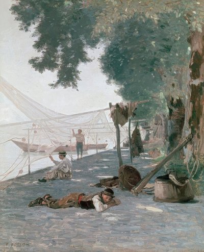 Verkot ja kalastajat tekijältä Francois Louis David Bocion