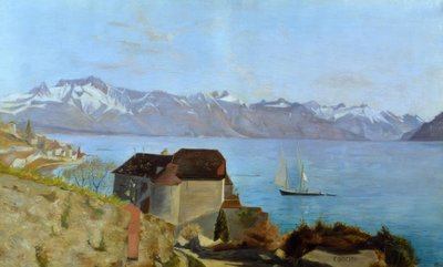 Le château de Glérolleset le lac Léman tekijältä Francois Louis David Bocion