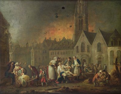 Grand Place Lillessä piirityksen aikana 1792, 1794 tekijältä Francois Louis Joseph Watteau