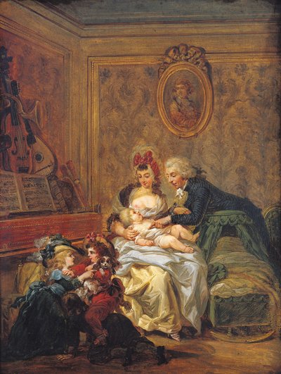 Avioliiton tyytyväisyys tai onnellinen perhe tekijältä Francois Louis Joseph Watteau