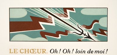 Graafinen kuvitus teoksesta Prometheus kahleissa, Aiskhylos, julkaisu. 1941 (sabluunapainatus) tekijältä Francois-Louis Schmied