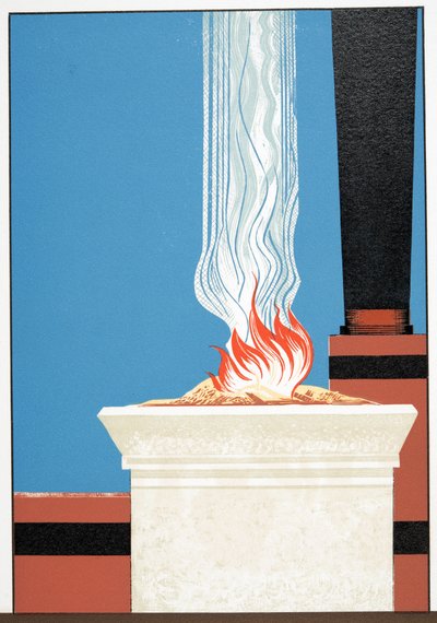 Kuvitus teoksesta Prometheus in Chains, jonka on kirjoittanut Aiskhylos, pub. 1941 (sabluunapainatus) tekijältä Francois-Louis Schmied