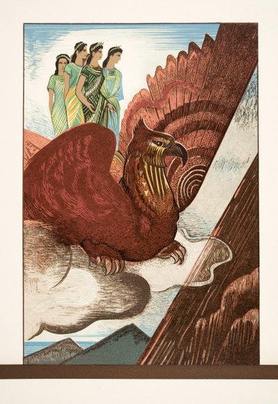 Kuvitus teoksesta Prometheus in Chains, jonka on kirjoittanut Aiskhylos, pub. 1941 (sabluunapainatus) tekijältä Francois-Louis Schmied