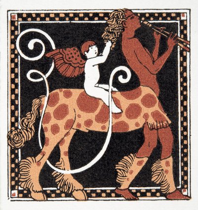 U-kirjain, Personages de Comedie, pub. 1922 (stensiiliprintti) tekijältä Francois-Louis Schmied