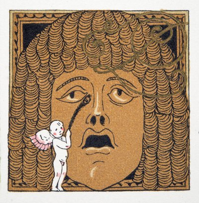 Cupid kutittaa nenää Personages de Comedien pubista. 1922 (pochoor print) tekijältä Francois-Louis Schmied