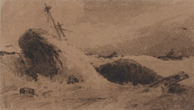 Haaksirikkoutunut laiva myrskyisellä merellä tekijältä Francois Louis Thomas Francia