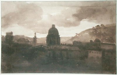 Näkymä Roomaan Santa Trinita dei Montista (mustepesu paperille) tekijältä Francois Marius Granet